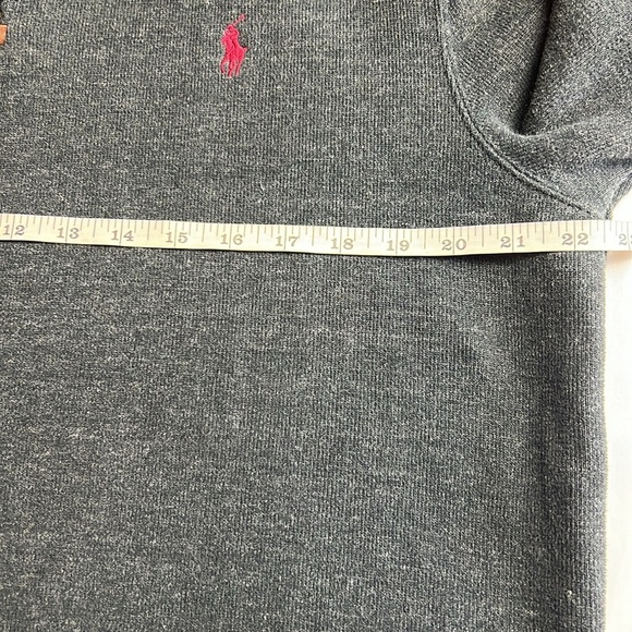 Polo Ralph Lauren  Grey Quarter Zip Old Money Leather Pull Zipper Turtleneck L - Picture 8 of 10